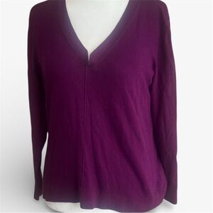 Talbots Petite Large Purple V-Neck Sweater LP